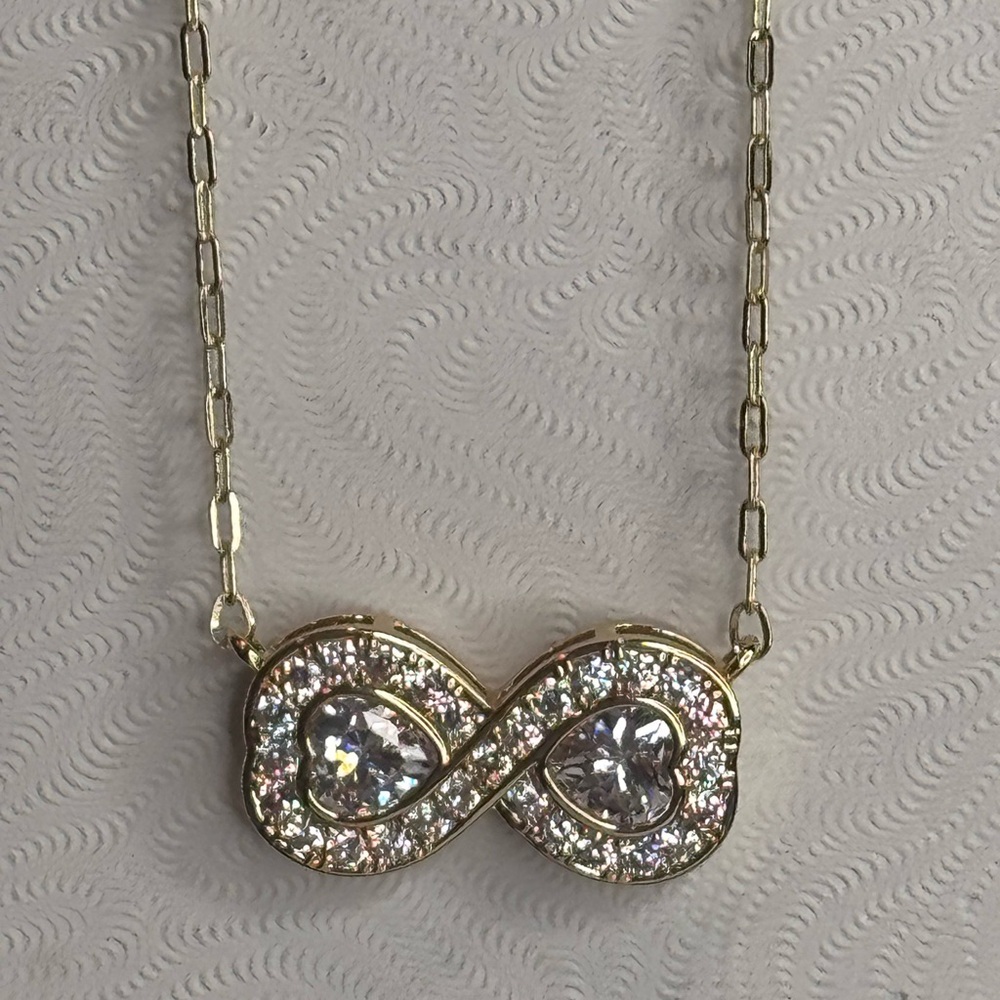 Infinity Crystal Pendant 14k Gold Plated Made with Swarovski Crystals 16-18inch